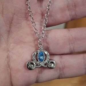 Cinderellas Silver Rhinestone Carriage Necklace